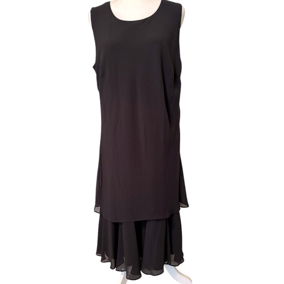 DRAPER’S & DAMON’S Black Sleeveless Sheath with Sheer Overlay Size XL - Picture 1 of 8